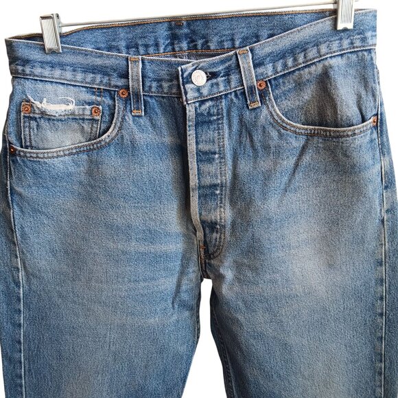 Vintage Levis 501 Denim Jeans Men's 32x31 Straight Button Fly Distress USA 80s - Picture 3 of 9